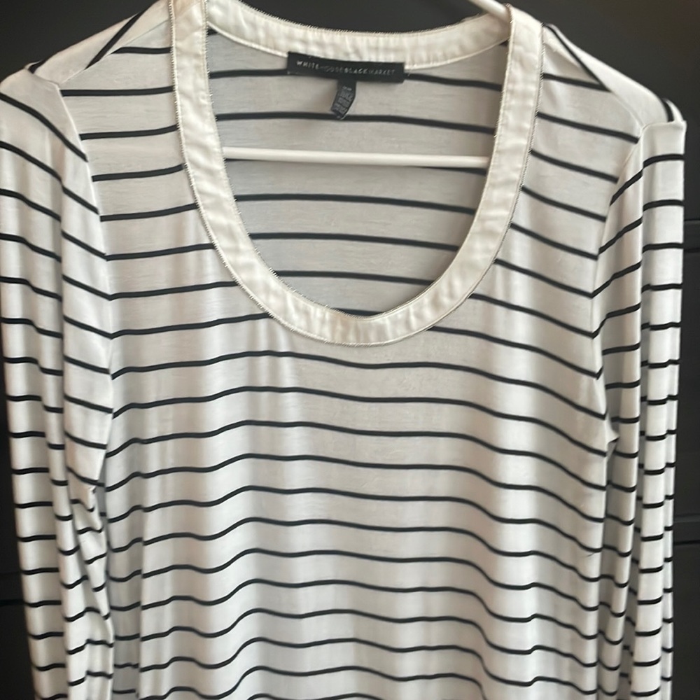 WHBM XS Classy White Blouse with Silver Embellishments